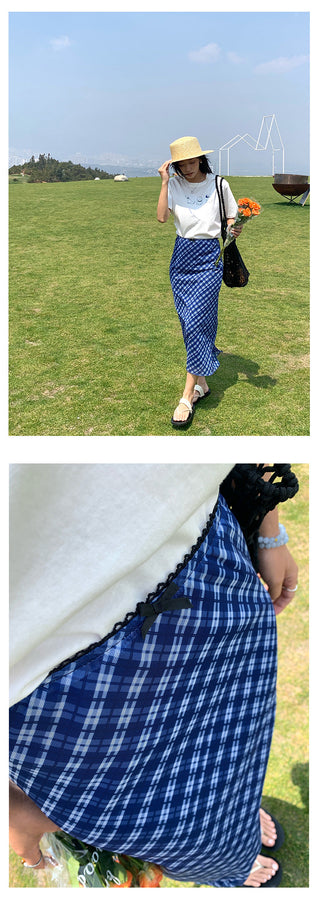 plaid lace skirt
