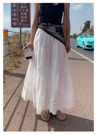 ruffled white skirt