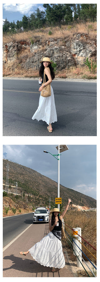 ruffled white skirt