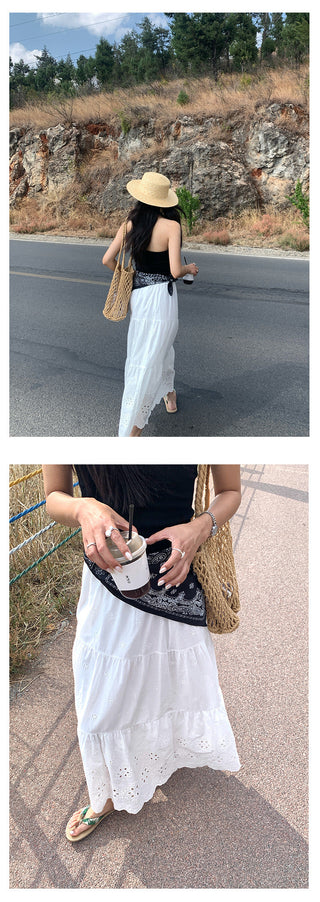 ruffled white skirt