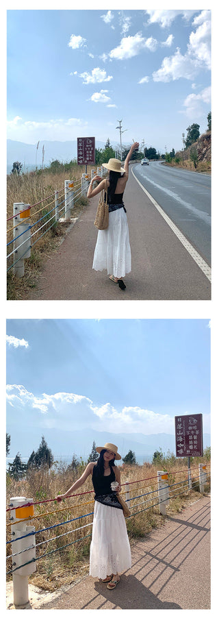 ruffled white skirt