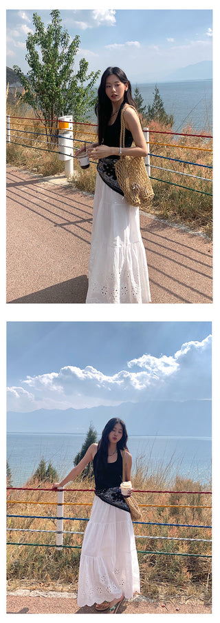 ruffled white skirt