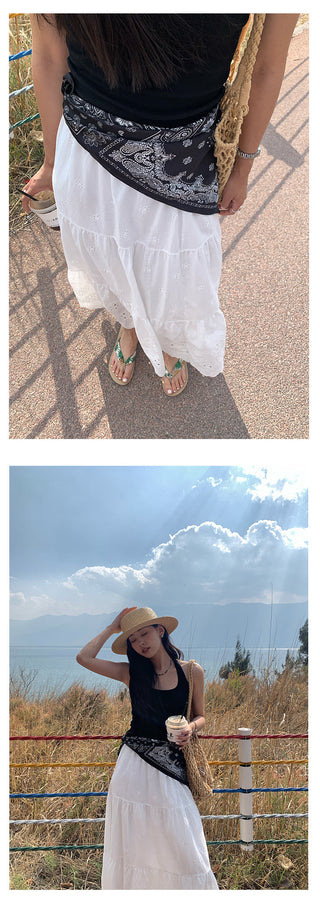 ruffled white skirt