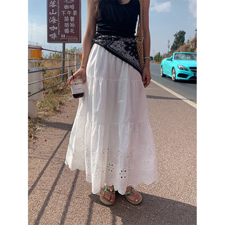ruffled white skirt