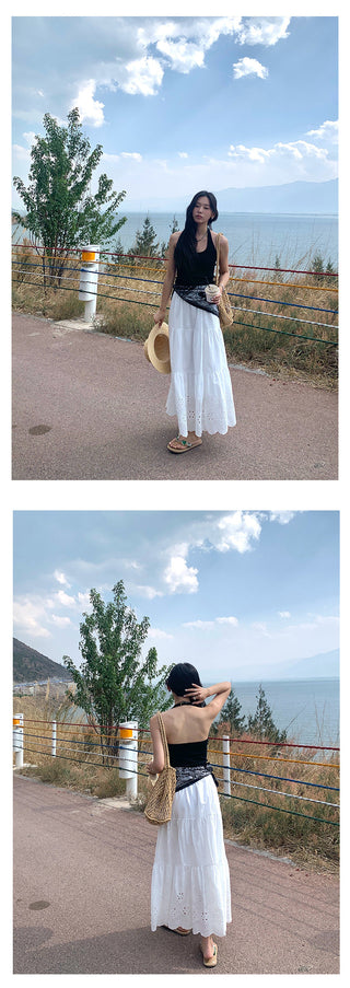 ruffled white skirt