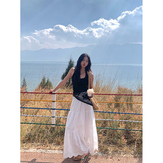ruffled white skirt