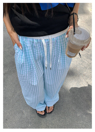 plaid wide pants