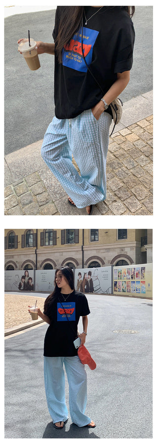 plaid wide pants