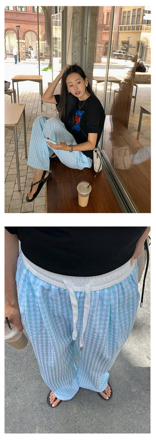 plaid wide pants