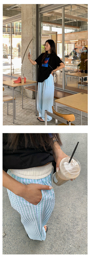 plaid wide pants