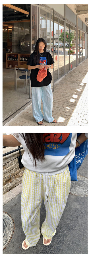 plaid wide pants