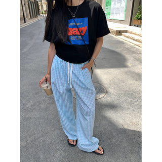 plaid wide pants