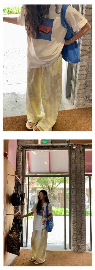 plaid wide pants