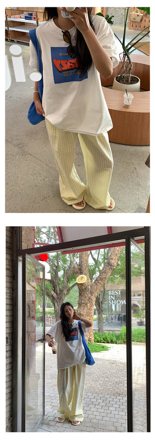 plaid wide pants