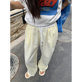 plaid wide pants