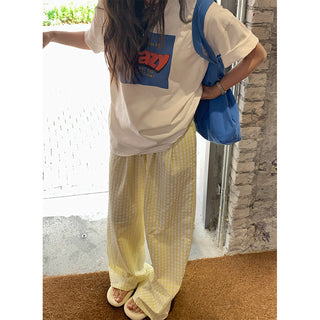 plaid wide pants