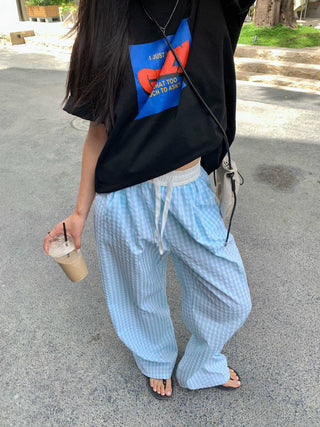 plaid wide pants