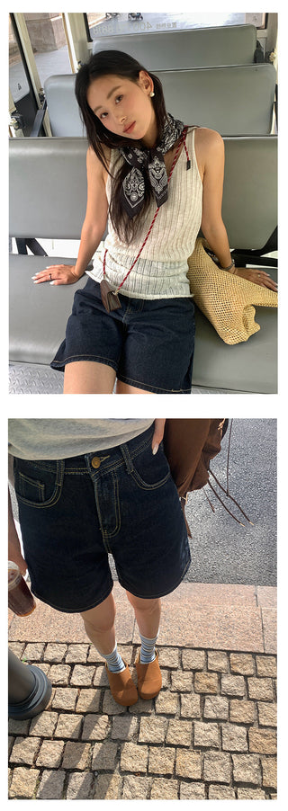 retro denim shorts