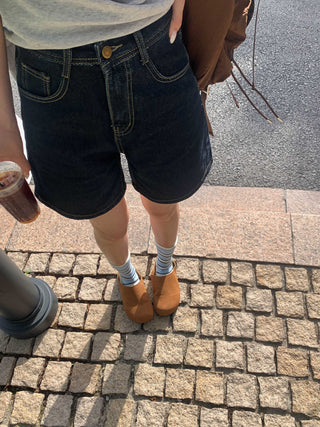 retro denim shorts