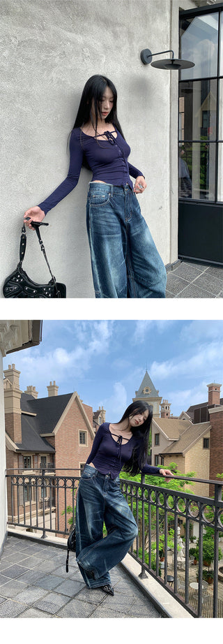 scratch wide jeans