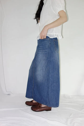 [3 colors] Humo Hudel Denim Long Skirt