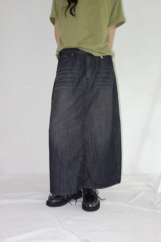[3 colors] Humo Hudel Denim Long Skirt