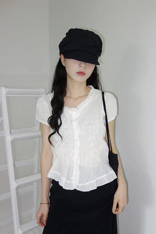 Raya Shirring Frill Blouse