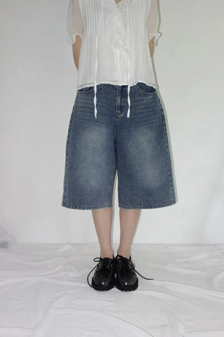 [3 colors] Mute Denim Beaded Bermuda Shorts