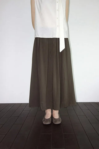 [4 colors] Line Banding Long Skirt