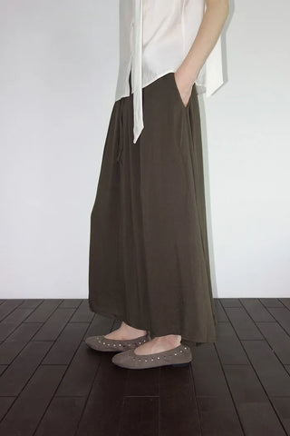 [4 colors] Line Banding Long Skirt