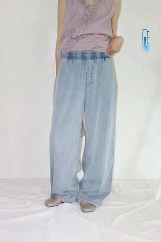 [2 colors] Koichi Tero Tero Denim Banding Pants