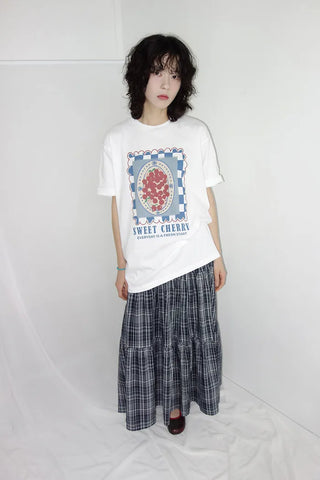 [3 colors] Lacu Check Cantilever Long Skirt