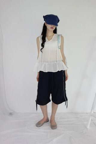 [3 colors] String Track Bermuda Pants