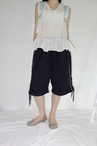 [3 colors] String Track Bermuda Pants