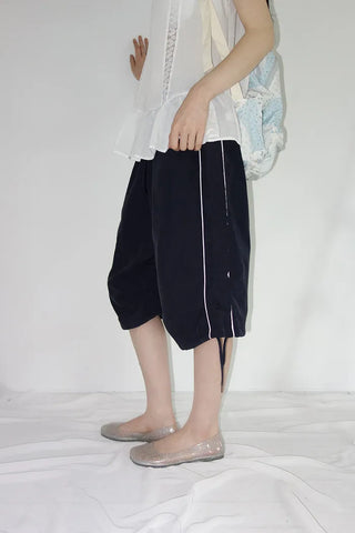 [3 colors] String Track Bermuda Pants