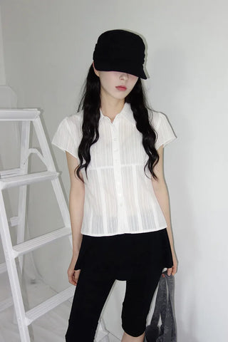 [2 colors] Novo Cut-out Punching Blouse