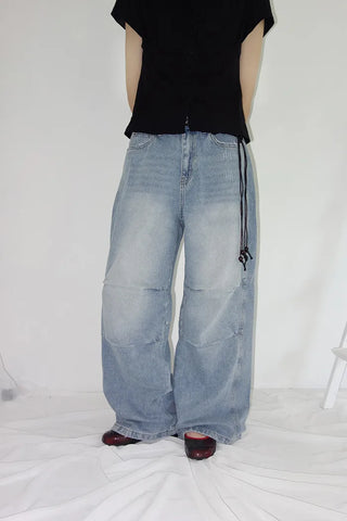 [2 colors] Abel Denim Pintuck Wide Pants
