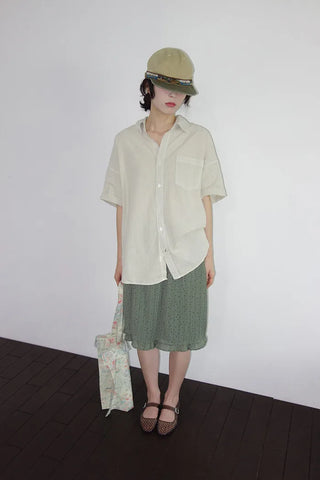 [4 colors] Mid-Sea Overfit Pigment Short-Sleeve Shirt