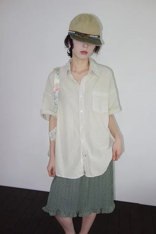 [4 colors] Mid-Sea Overfit Pigment Short-Sleeve Shirt