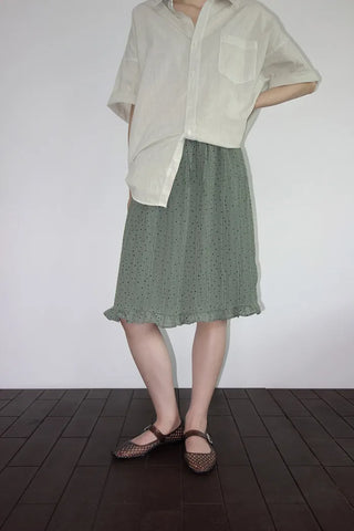 [2 colors] Moai Dot Frill Midi Skirt