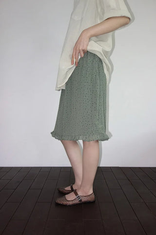 [2 colors] Moai Dot Frill Midi Skirt