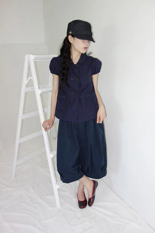 [3 colors] Ajipo Button Pintuck 3/4 Pants