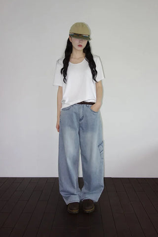 Denim wide-leg pants