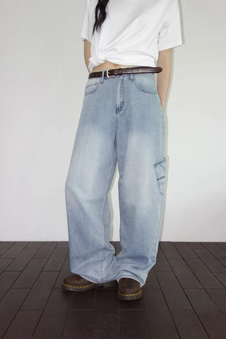 Denim wide-leg pants