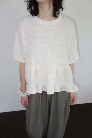 [2 colors] Polka Dot Frill Blouse