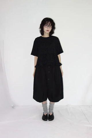 [2 colors] Polka Dot Frill Blouse