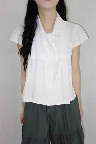[2 colors] Roche Stripe Shirt Blouse