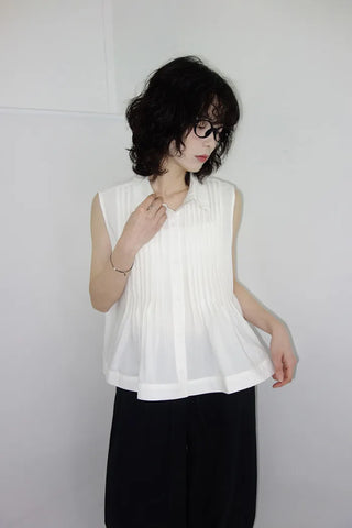 [3 colors] Rem Pintuck Sleeveless Blouse