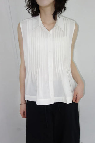 [3 colors] Rem Pintuck Sleeveless Blouse