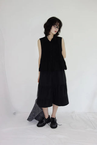 [3 colors] Rem Pintuck Sleeveless Blouse
